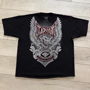 VTG Tapout Graphic T-Shirt Hated To Heroes Wing Skull Black Mens Sz XL Y2K Goth